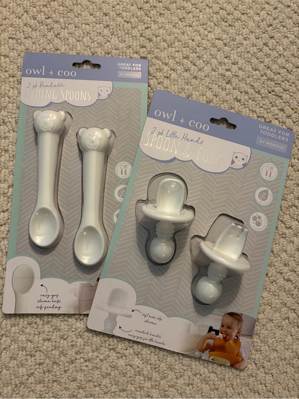 BUNDLE! Owl + Coo Toddler Feeding Spoons & Spoon + Fork Set